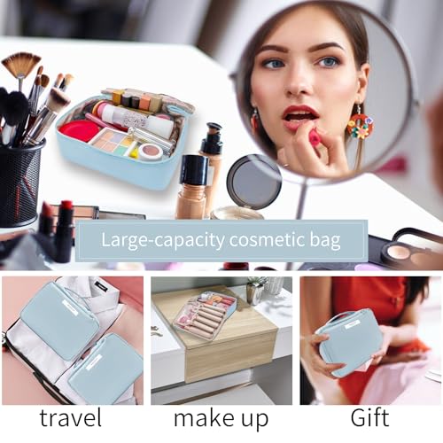 Queboom Travel Makeup Bag Cosmetic Bag Makeup Bag Toiletry bag for women and men (Blue) - color: Blue
