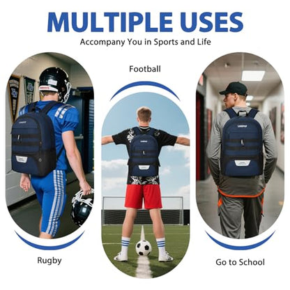 LARIPOP Soccer Backpack with Ball Holder & Shoe Compartment Large Capacity Sports Bag for Training - color: Dark Blue