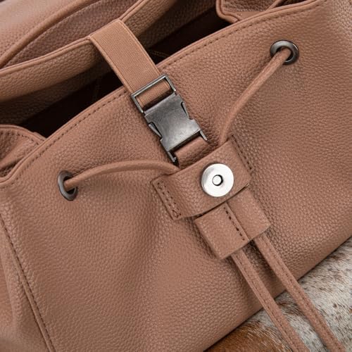 Montana West Wrangler Backpack Purse for Women Hair-on Cowhide Backpacks Western Travel Bags - color: Cowhide Khaki
