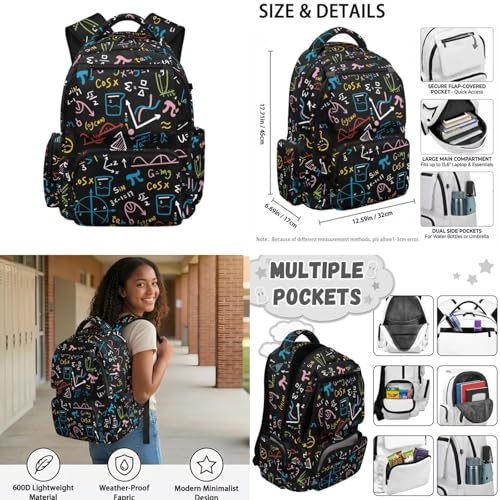 Math Backpack for Boys Kids School Backpacks with Lunch Box Water Bottle Holder and Pencil Case 4 in 1 Kindergarten Backpack for Boys School Bags with Adjustable Straps 17 Inch - color: Math
