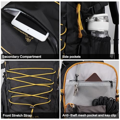 MOUNTAINTOP 25/30L Lightweight Hiking Backpack, Outdoor Daypack - color: 30l-black