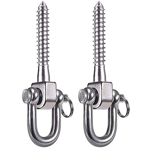 SELEWARE 2 Pack Swing Hangers Swing Set Hooks Stainless Steel Hammock Hooks for Porch Swing, Hammock Chair, Heavy Bag, Yoga Silk, Suspension Straps, Gymnastics Rings - color: Stainless 2 Pack Swing Hooks