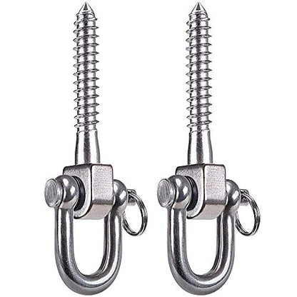 SELEWARE 2 Pack Swing Hangers Swing Set Hooks Stainless Steel Hammock Hooks for Porch Swing, Hammock Chair, Heavy Bag, Yoga Silk, Suspension Straps, Gymnastics Rings - color: Stainless 2 Pack Swing Hooks