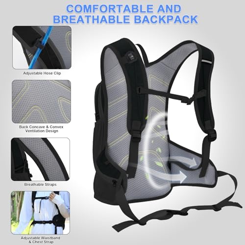 20L Hydration Backpack Pack with 2L Water Bladder Lightweight Hiking Backpack for Women Men, Adjustable Chest Straps Running Hydration Vest for Hiking, Cycling, Climbing - color: Black