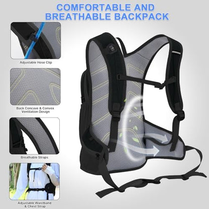 20L Hydration Backpack Pack with 2L Water Bladder Lightweight Hiking Backpack for Women Men, Adjustable Chest Straps Running Hydration Vest for Hiking, Cycling, Climbing - color: Black