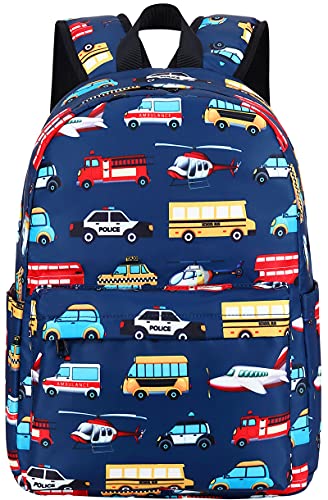 LEDAOU Kids Backpack for Boys Girls Preschool Kindergarten Elementary School Bookbag Toddler School Bag with Chest Strap - color: Car Airplane