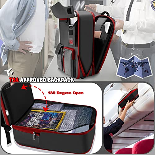 ZINZ Laptop Backpack 15 15.6 16 Inch, Expandable Computer Rucksack with Multi-Pockets Anti-Theft Travel Daypack for Men and Women,Black&Red - color: B01rd01