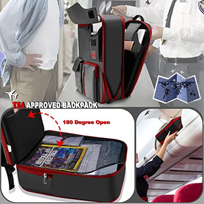 ZINZ Laptop Backpack 15 15.6 16 Inch, Expandable Computer Rucksack with Multi-Pockets Anti-Theft Travel Daypack for Men and Women,Black&Red - color: B01rd01