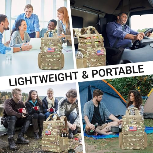 Fathers Day Gift-Tactical Backpack Cooler,Large Cooler Backpack Lunch Box for Men Adults Work with Handle,Insulated Soft Thermal Bag - color: Camo-army Green