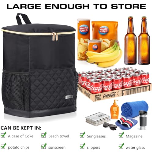 Wolka Cooler Backpack 30 Cans,Portable Backpack Coolers Insulated Leak Proof,Waterproof Soft Sided Cooler Bag for Travel,Beach,Camping,Picnic,Lunch Backpack for Women (Black Shark) - color: Black Shark