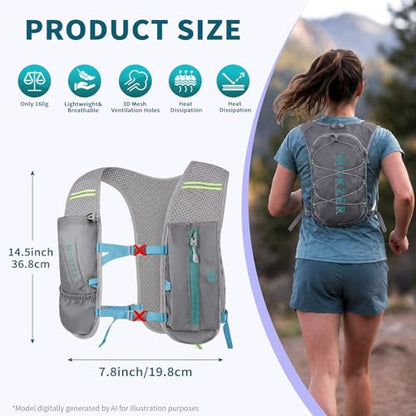 Running Hydration Vest with a 2L Water Bladder, Hydration Pack Lightweight Water Backpack for Running Hiking Cycling Marathon Trail Weekend Bags for Men Women