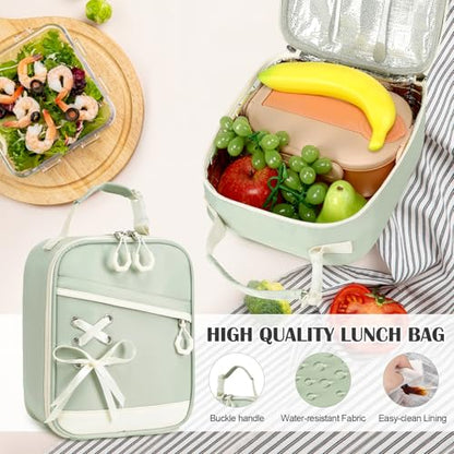 DIGOBAY Backpacks for Girls - 3PCS Girls Backpack with Lunch Box & Pencil Pouch School Backpacks for Elementary Middle High College School Bookbag for Teen Girl Kids Students Green - color: Green