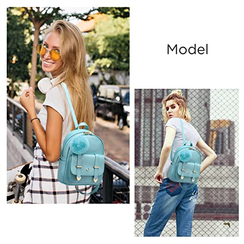 I IHAYNER Girls Fashion Backpack Mini Backpack Purse for Women Teenage Girls Purses PU Leather Pompom Backpack Shoulder Bag - color: Orange