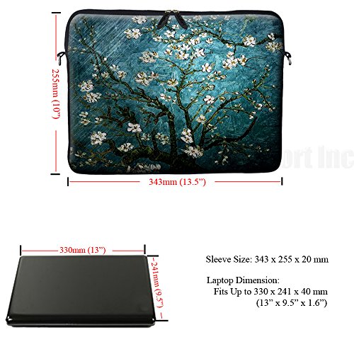 13.3 Inch Neoprene Laptop Sleeve Bag Carrying Case with Hidden Handle Design Compatible with MacBook Air Ultrabook, Chromebook - Almond Blossoming - color: 3005, size: 13 - 13.3 Inch