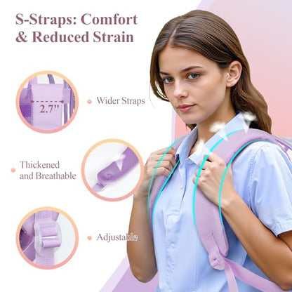PACKISM Clear Backpack for School - 17 inch Large Heavy Duty Bookbag, Reinforced See Through PVC Transparent Backpack - color: Cute Purple, style: Daypack Backpacks