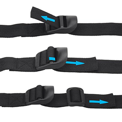 Wisdompro Sleeping Bag Strap, 2 Pack of Heavy Duty Utility Straps for Backpacking, Sleeping Bag Compression, Luggage, Camping, Hiking with Plastic Buckle - 48 inch, Black - size: 48 inches