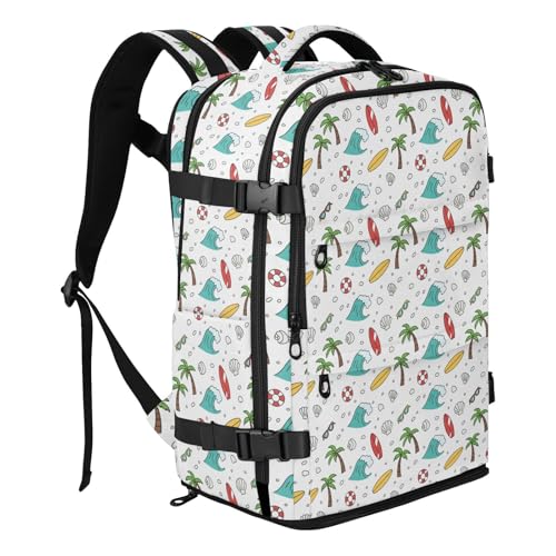 Travel Backpack with Shoe Compartment, 20L Large Capacity Laptop Backpack for Men Women, Summer Theme Daypack for Traveling Hiking Carry On