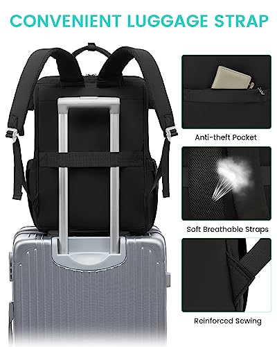 LOVEVOOK School Backpack for Student,15.6 Inch College Backpack, Light Weight Cute Bookbag for Girls, Waterproof Casual Daypack Laptop Backpack fits School Travel Casual（Black）