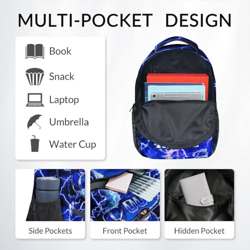 UNIKITTY Hockey Backpack for Boys Personalized Kids School Bag with Name - 17 Inch Custom Sports Ice Hockey Bookbag for Youth Little Boys Elementary Middle School Students - color: Blue