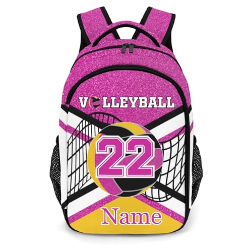 Rose Purple Gold Volleyball Print Shoulders Bag Backpacks Casual Daypacks for Women Men Sports Party - color: Muilti 18