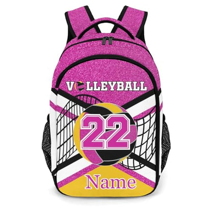 Rose Purple Gold Volleyball Print Shoulders Bag Backpacks Casual Daypacks for Women Men Sports Party - color: Muilti 18