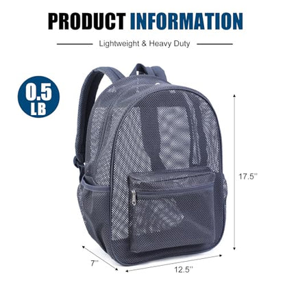 COVAX Mesh Backpack for School Heavy Duty See Through Net Bookbag, Graphite - color: Graphite
