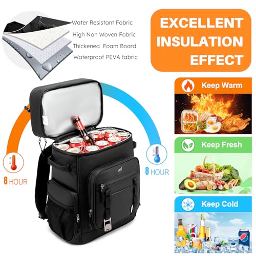 NOL 32L Insulated Backpack Cooler Double Layer - color: Black