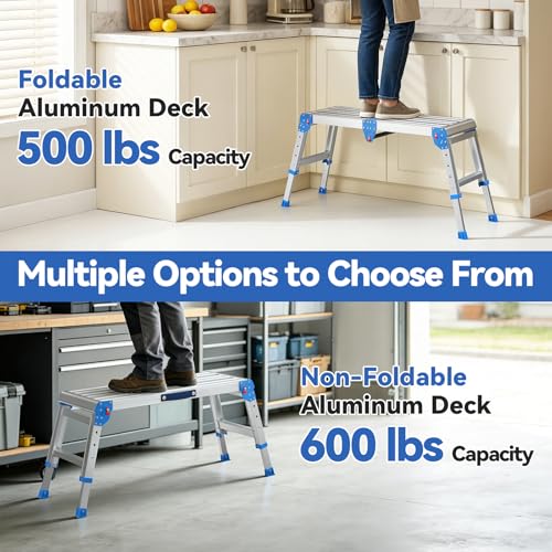 Loyoda Work Platform 500 Lbs, Folding Step Stool with One-Touch Automatic Fold, 4 Height Adjustment Step Platform, Perfect for RV Cleaning, Home Painting and Reaching High Places, Larger, Blue - size: Larger Blue