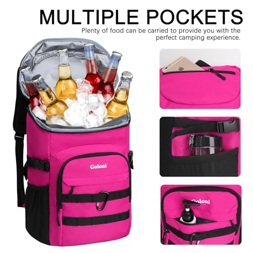 Cooler Backpack Insulated Leak Proof,Small Soft Coolers Bag for Men and Women Camping,Travel,Beach,Hiking,Picnic - color: Pink