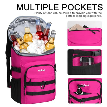 Cooler Backpack Insulated Leak Proof,Small Soft Coolers Bag for Men and Women Camping,Travel,Beach,Hiking,Picnic - color: Pink