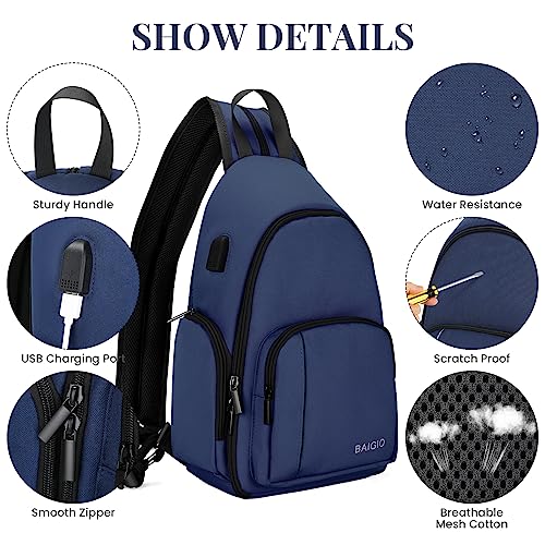 BAIGIO Camera Sling Bag Small Camera Backpack for Photographers,Water-resistant Camera Crossbody Bag Travel Caemra Backpack for DSLR SLR Mirrorless Camera - color: Blue