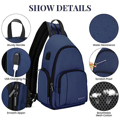 BAIGIO Camera Sling Bag Small Camera Backpack for Photographers,Water-resistant Camera Crossbody Bag Travel Caemra Backpack for DSLR SLR Mirrorless Camera - color: Blue