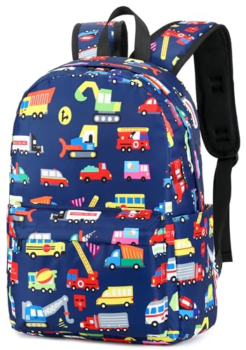 CAMTOP Preschool Backpack for Kids Boys Girls Toddler Backpack Kindergarten School Bookbags for Age 3-8 (Navy Vehicle) - color: Navy Vehicle