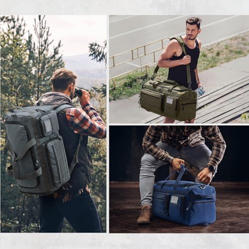 G4Free 3-in-1 Travel Duffle Bag for Men and Women, 50L Large Gym Sports Bags Tactical Military Duffle Backpack with Shoes Compartment and Wet Pocket (Navy) - color: Navy