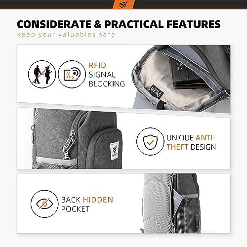 SKYSPER Sling Bag RFID Crossbody Sling Backpack Cross Body Shoulder Bag Travel Hiking Daypack for Women Men(Darkgrey) - color: Darkgrey