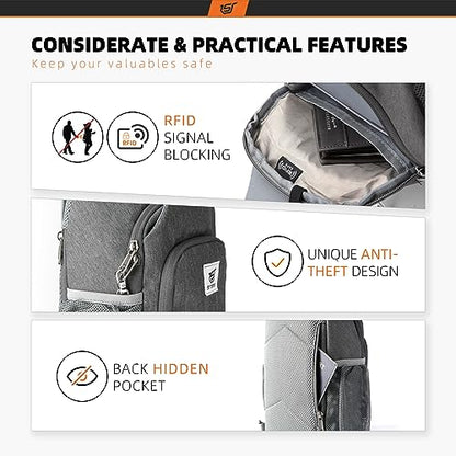 SKYSPER Sling Bag RFID Crossbody Sling Backpack Cross Body Shoulder Bag Travel Hiking Daypack for Women Men(Darkgrey) - color: Darkgrey
