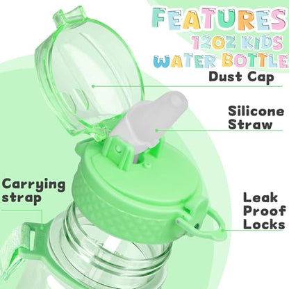 OLDLEY 17oz Kids Water Bottle, Tritan BPA-Free, Leakproof Flip Straw Lid, Motivational Time Marker, Carry Strap, Reusable Clear Water Bottle for Boys & Girls,Pear - color: Pear, style: 17 Ounces