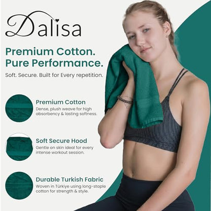 Dalisa Bench Hood Gym Towel – 100% Turkish Cotton – Non-Slip Hooded Design for Weight Benches – 450 GSM – 19.7" x 51.2" – Ultra-Absorbent, Quick-Dry Workout Towel – Made in Türkiye – Dark Green - color: Dark Green