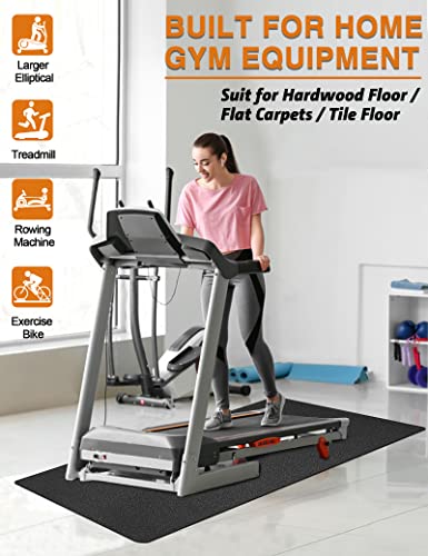 Treadmill Mat 78"x36", WERCHO Walking Pad Mat for Carpet Hardwood Floors 6mm Heavy-Duty Exercise Equipment Mat for Treadmil Pad, Rowing Machine, Spin Bike, Elliptical Trainer, Home, Gym - size: 78"L x 36"W x 0.24"Th