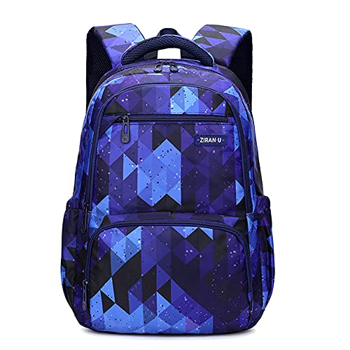 MITOWERMI Kids' Backpack for Boys Girls Elementary School Bags for Boys Bookbags Primary Students Children Backpack Dark Blue Geometric - color: Plaid Blue