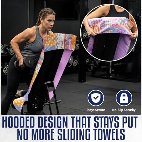 CHEEKY WINX Hooded Microfiber Gym Towel – Highly Absorbent Car Seat Towel with Carry Bag – Double-Sided Sweat Towel, Reversible, Quick Dry & Sand-Resistant Fabric, Patchwork, 130 x 60cm - color: Patchwork
