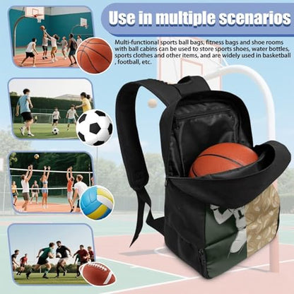 Basketball Backpack With Separate Ball Compartment And Shoes Fit Basketball Volleyball Football - color: Rugby Player