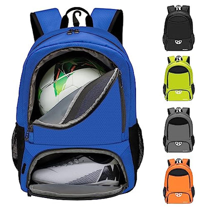 Mkour Soccer Bag - Football Basketball Volleyball Backpack with Ball Compartment and Holder - color: Royal blue