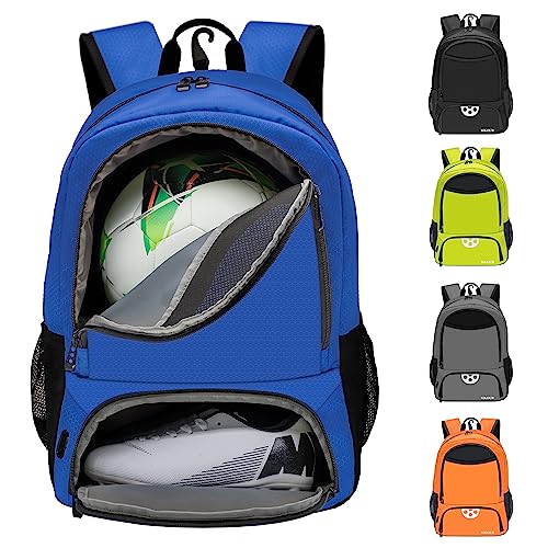 Mkour Soccer Bag - Football Basketball Volleyball Backpack with Ball Compartment and Holder - color: Royal blue