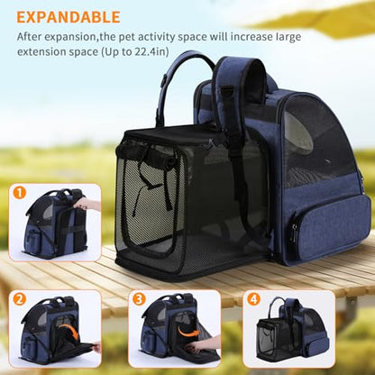 Bubble Cat Backpack Carrier, Expandable Cat Carrier Backpack,Breathable Pet Backpack for Medium Cat,Kitten and Small Puppy, Large Space,Portable Bags Foldable Dog Backpack for Traveling,Hiking (Blue) - color: 03-Blue