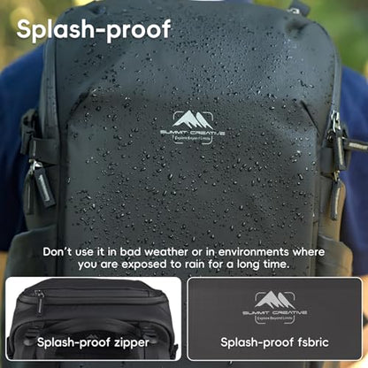 Summit Creative 26L Water-Resistant Camera Backpack for DSLR & Mirrorless Cameras – Travel-Friendly Photography Bag with Lens, Tripod, and 16" Laptop Storage – Black - color: 26L Black