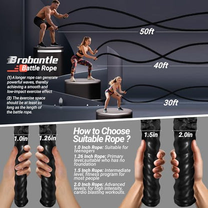 Battle Rope 1/1.26/1.5/2 Inch Diameter,Pink 30FT/40FT/50FT Exercise Workout Ropes for Home Gym Heavy Weighted Training Rope for Working Out - style: 1.5 inch 50ft