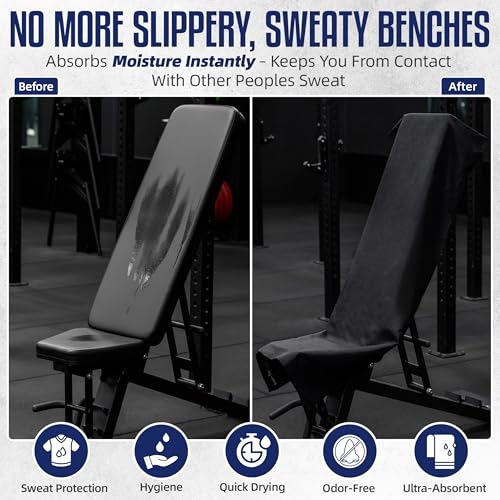 CHEEKY WINX Hooded Microfiber Gym Towel – Highly Absorbent Car Seat Towel with Carry Bag – Double-Sided Sweat Towel, Reversible, Quick Dry & Sand-Resistant Fabric, Black, 130 x 60cm - color: Black