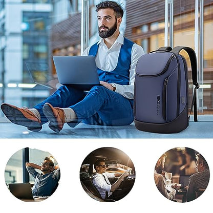 BANGE Business Smart Backpack Waterproof fit 15.6 Inch Laptop Backpack with USB Charging Port,Travel Durable Backpack - color: Blue
