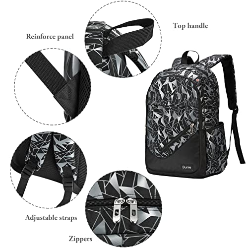 bunie School Backpack for Boys Large Bookbag Boys Backpacks Elementary Middle High School Bags Kids Cool Back Pack Children 7 8 9 10 11 12 13 14 15 16 Years Old (Black) - color: Black